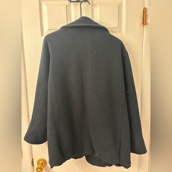 Mario De Pinto Black Wool Pea Coat Colorblock Pockets Women’s - Picture 10 of 12